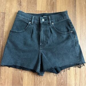 Express Washed Black High-Rise Raw Hem Denim Shorts